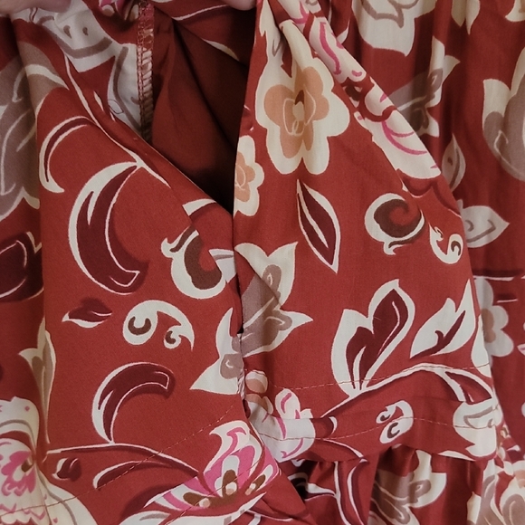 Anthropologie Terracotta and Pink Patterned Dress - Picture 6 of 10